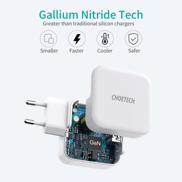 CHOETECH Distribution price 65W 2-Port PD Charger GaN Tech USB C Foldable Fast Charging Adapter - Image 15