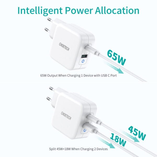 CHOETECH Distribution price 65W 2-Port PD Charger GaN Tech USB C Foldable Fast Charging Adapter - Image 14