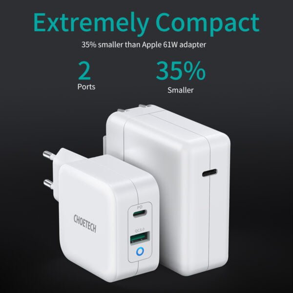 CHOETECH Distribution price 65W 2-Port PD Charger GaN Tech USB C Foldable Fast Charging Adapter - Image 13