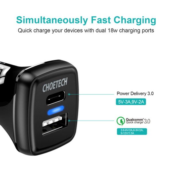 China High Quality 36W Quick Charge 3.0 USB Type C Car Charger - Image 5