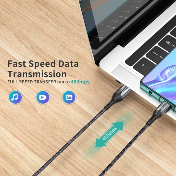 USB Type C Cable for HUAWEI, 5A SuperCharge Fast Charging Nylon Braided Cable - Image 3