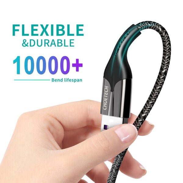 USB Type C Cable for HUAWEI, 5A SuperCharge Fast Charging Nylon Braided Cable - Image 6