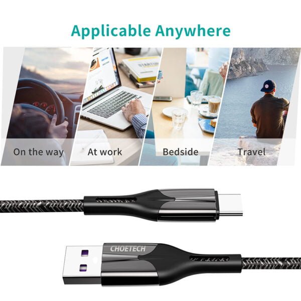 USB Type C Cable for HUAWEI, 5A SuperCharge Fast Charging Nylon Braided Cable - Image 8