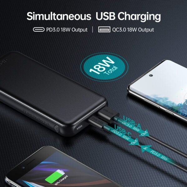 Hot selling 10000mAh PD Power Bank USB C Quick Charge 3.0 Portable Charger with 18W Power Delivery Fast Charge External Battery - Image 3