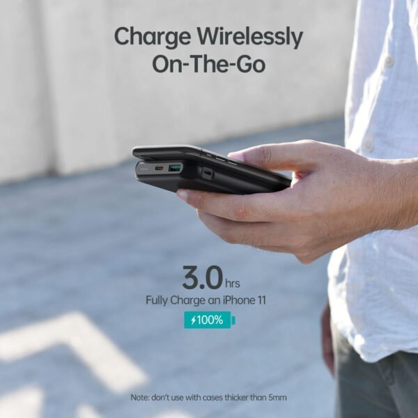 Wireless Power Bank Qi Portable Charger for iPhone 12 USB C 18W PD Fast Charging 10000mAh External Battery - Image 2