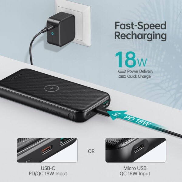 Wireless Power Bank Qi Portable Charger for iPhone 12 USB C 18W PD Fast Charging 10000mAh External Battery - Image 5