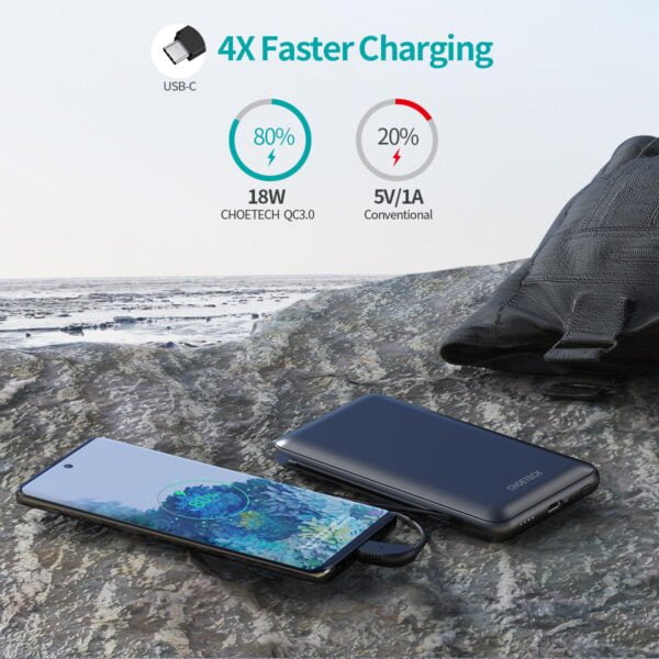 PD Power Bank 10000mAh, MFi Certified Built in Power Delivery 18W Lightning Cable, Quick Charge 3.0 - Image 4