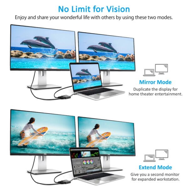 USB C to HDMI VGA Adapter 4K UHD, USB-C Type C to VGA HDMI Adapter for Distribution - Image 4