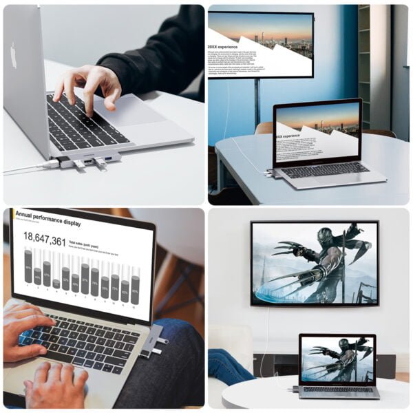 MacBook Pro USB Adapter, 7-in-2 USB C Hub for MacBook Pro 2020-2016, MacBook Air 2020-2018 with Gigabit Ethernet, 4K HDMI, Thunderbolt 3, 2 USB 3.0, 100W PD, SD/Micro SD Card Reader - Image 10