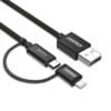 [Apple MFi Certified] 2 in 1 Lightning and Micro USB Cable (1.2m/4ft), Nylon Braided Charge & Sync Cable
