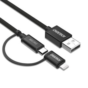 [Apple MFi Certified] 2 in 1 Lightning and Micro USB Cable (1.2m/4ft), Nylon Braided Charge & Sync Cable