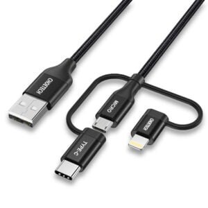 Multi USB Cable 3 in 1 Braided Cable with Lightning / Type C / Micro USB Connector [MFi Certified] Charge & Sync Cable