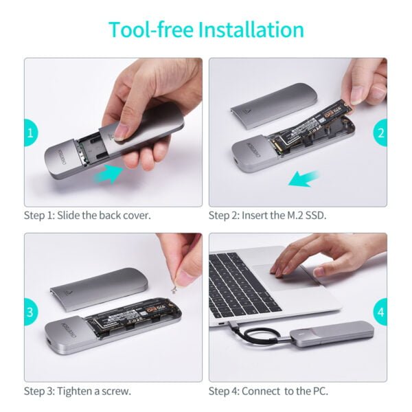 M.2 NVMe SSD Enclosure, USB 3.1 Gen 2 [10Gbps] to NVME PCI-E M-Key Solid State Drive SSD External Enclosure Adapter - Image 6