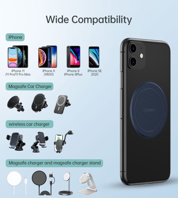 Magnetic Metal Plate, Compatible with Apple Magsafe Charger and Wireless Charger for Magnetic Phone Car Mount Holder Cradle with Adhesive (Compatible with Magnetic Mounts) - Image 3