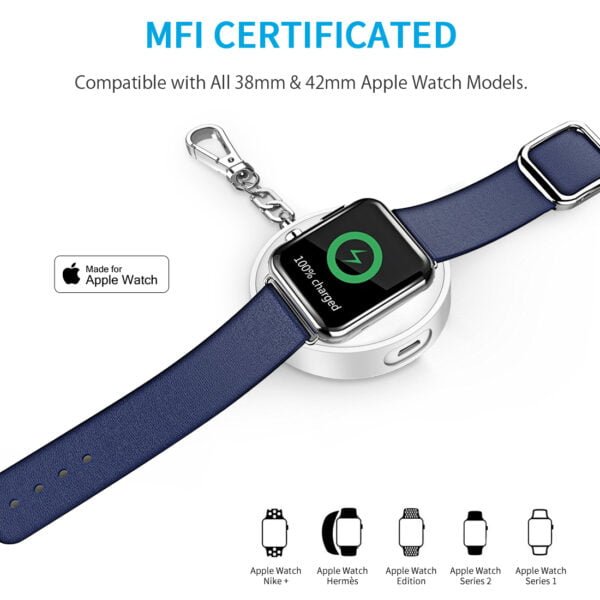 [MFI Certified] Apple Watch Portable Charger, 900mAh Portable Keychain Power Bank for 38mm/42mm Apple Watch - Image 5