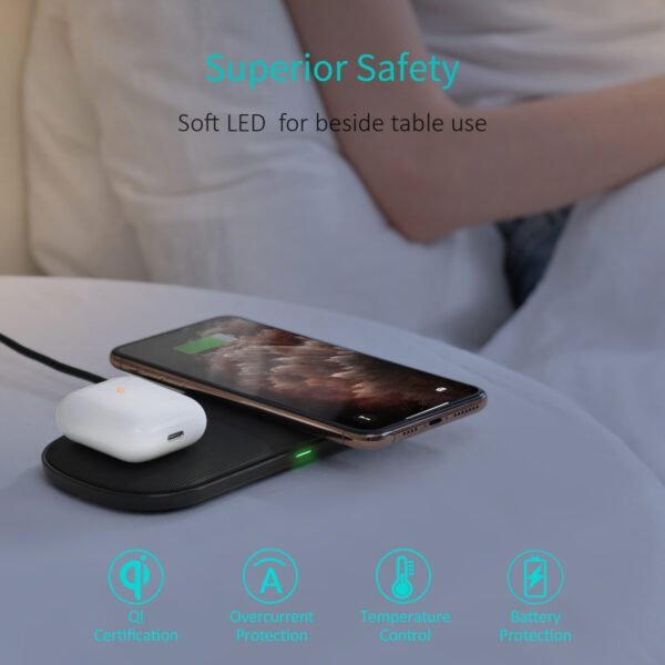 5 Coils Dual Wireless Charger Qi Certified Fast Wireless Charging Pad - Image 4