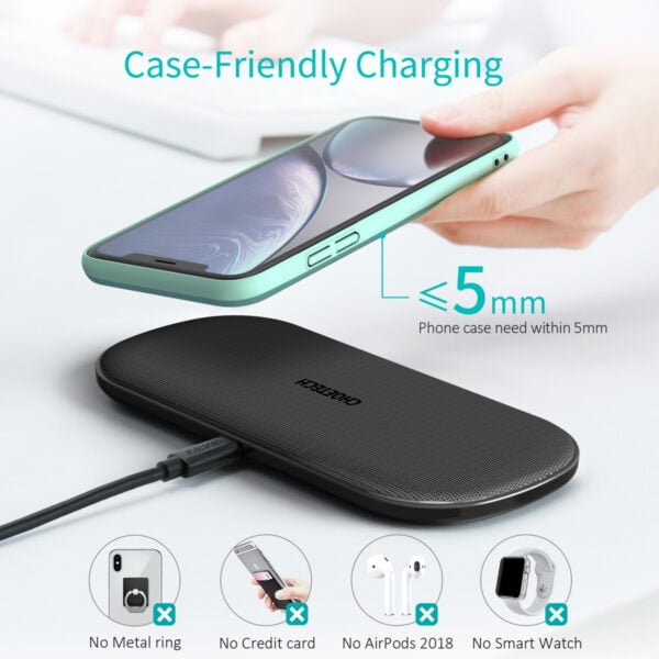 5 Coils Dual Wireless Charger Qi Certified Fast Wireless Charging Pad - Image 6