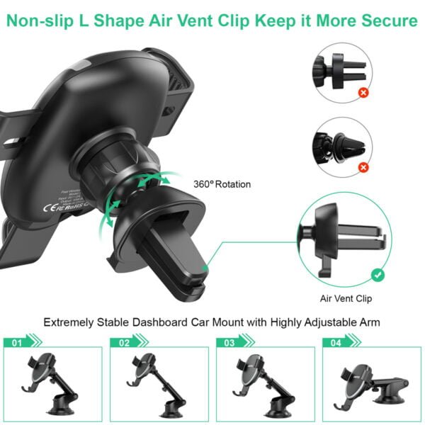 7.5W Gravity Adjustable Wireless Car Charger Mount Factory supply - Image 3