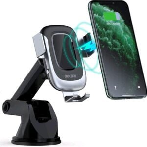 Wireless Car Charger,15W USB C Qi Fast Charging Auto-Clamping Car Mount, Windshield Dashboard Phone Holder