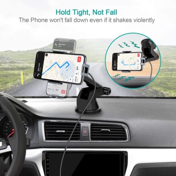 Wireless Car Charger,15W USB C Qi Fast Charging Auto-Clamping Car Mount, Windshield Dashboard Phone Holder - Image 2
