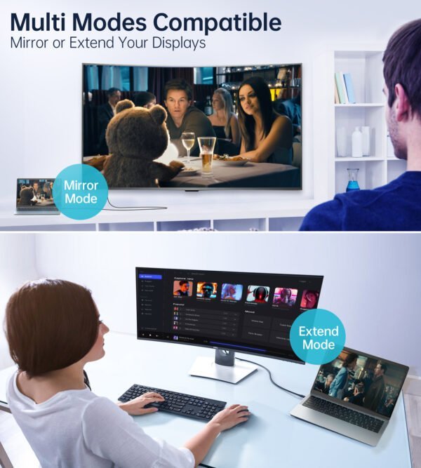 USB C to DP Cable 8K@30Hz Type-C DisplayPort Cable (4K@60Hz/2K@165Hz) 6ft/1.8m, DisplayPort to USB C Cable - Image 7